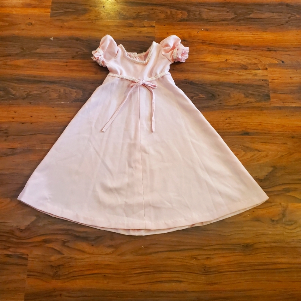 Pink babydoll dress maxi vintage 1960 1970 princess